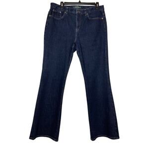Lauren Ralph Lauren Jeans Bootcut Womens 12 Petite Dark Wash Embroidered Pockets